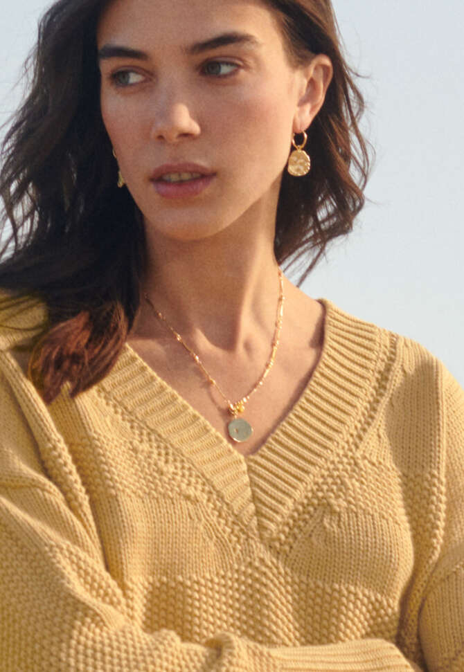 V-neck sweater, Honey yellow, completeTheLook