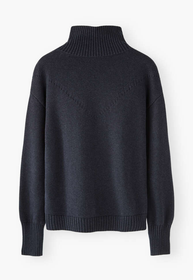 High-neck sweater, Blue charcoal, completeTheLook
