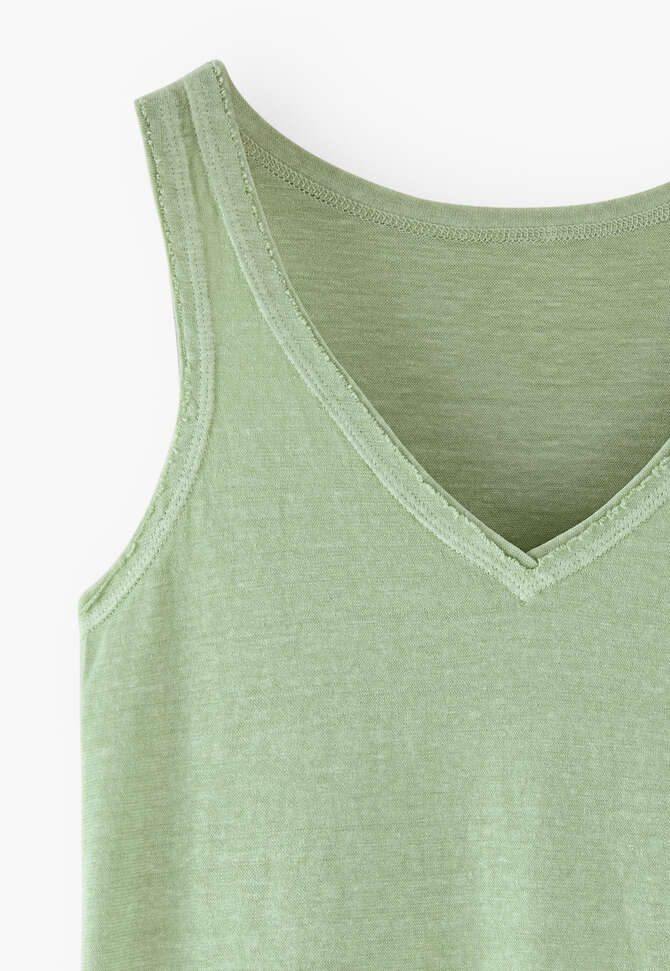 V-neck jersey vest, Mint green, completeTheLook