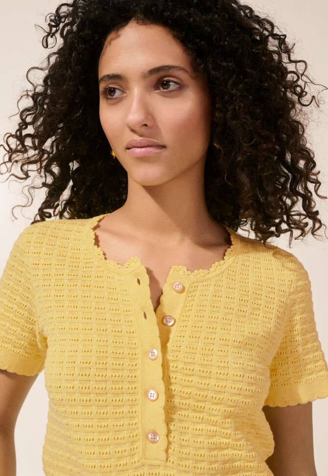 Stitch-detail T-shirt, Soft lemon, completeTheLook