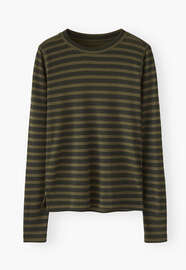 Printed striped top, Dark olive, webstill