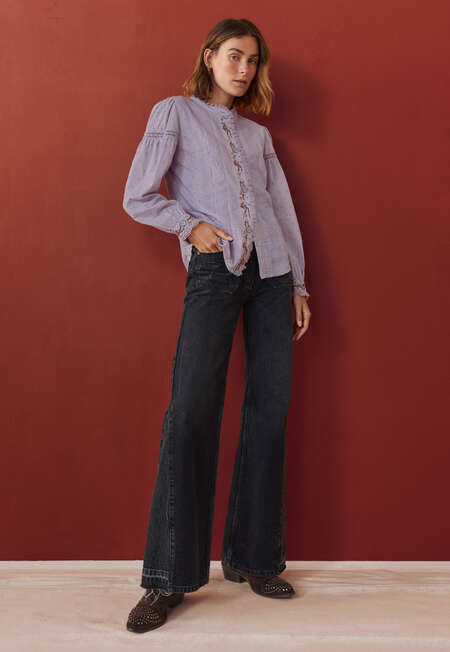 Embroidered broderie blouse, Lavender, completeTheLook