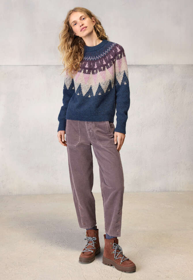 Yoke-detail sweater, Indigo aubergine, completeTheLook