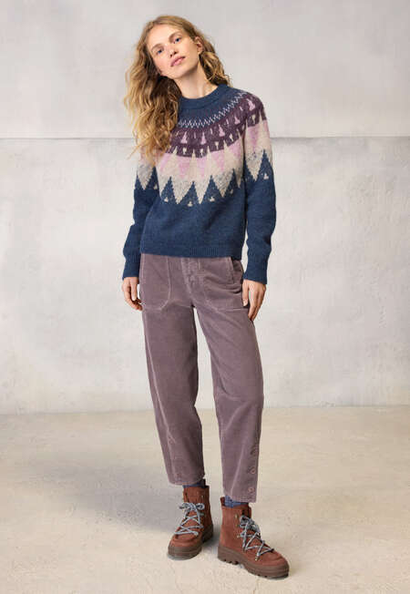 Yoke-detail sweater, Indigo aubergine, completeTheLook