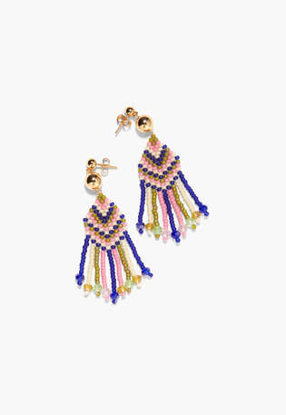 Multi-bead earrings, Rose cobalt, webstill