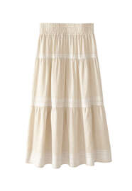 Embroidered maxi-skirt, Warm ecru, webstill