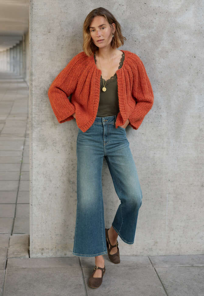 Hand-knit cardigan, Chilli orange, completeTheLook