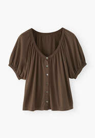 Button-through top, Chocolate brown, webstill