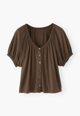Button-through top, Chocolate brown, webstill