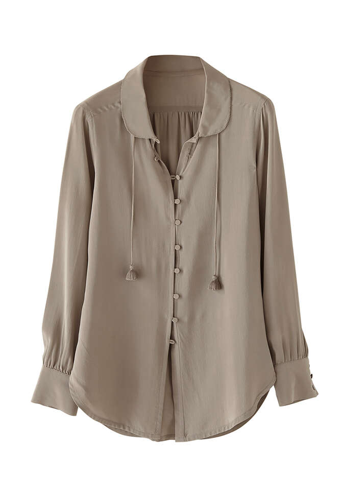 Tie-neck shirt, Olive, completeTheLook