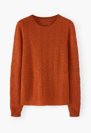 Lace-knit sweater, Orange flame, webstill
