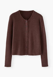 Waffle-stitch cardigan, Dark mahogany, webstill