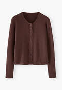 Waffle-stitch cardigan, Dark mahogany, webstill
