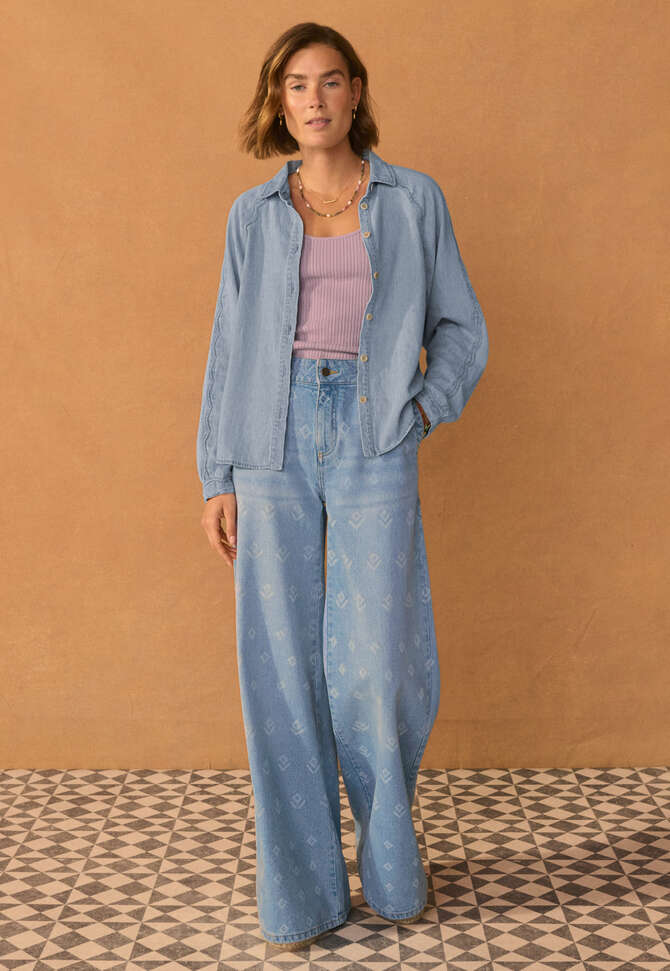 Scallop-detail shirt, Pale indigo, completeTheLook