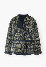 Quilted printed jacket, Denim blue, webstill