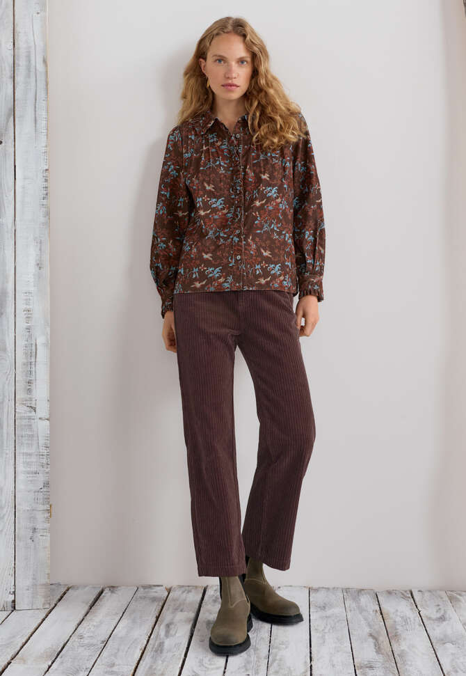 Cropped cord trousers, Chocolate, completeTheLook