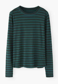 Printed striped top, Deep teal, webstill