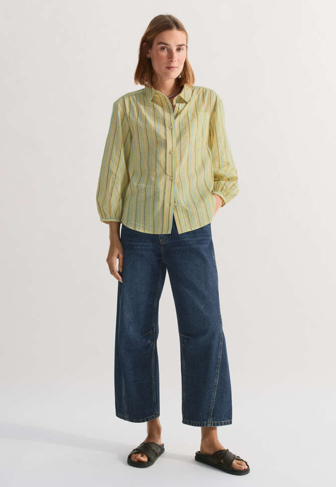 Seersucker striped shirt, Soft lime, completeTheLook