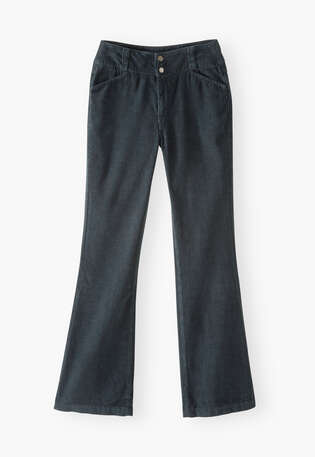 Flared trousers, Dark petrol, webstill
