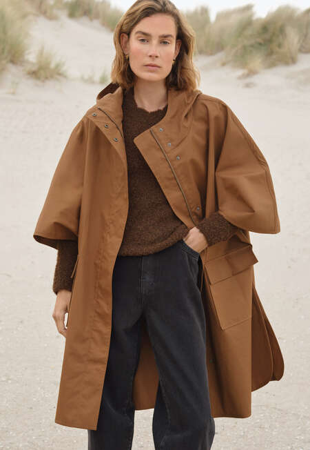 Boucl&eacute; round-neck sweater, Dark chocolate, completeTheLook