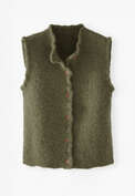 Frill-edge knitted gilet, Dark olive, webstill