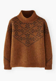 Jacquard sweater, Copper coffee, webstill