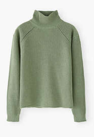 Ribbed roll-neck sweater, Dusty sage, webstill