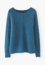 Boucl&eacute; sweater, Petrol, webstill