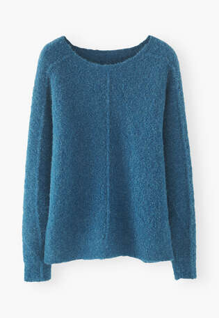 Boucl&eacute; sweater, Petrol, webstill
