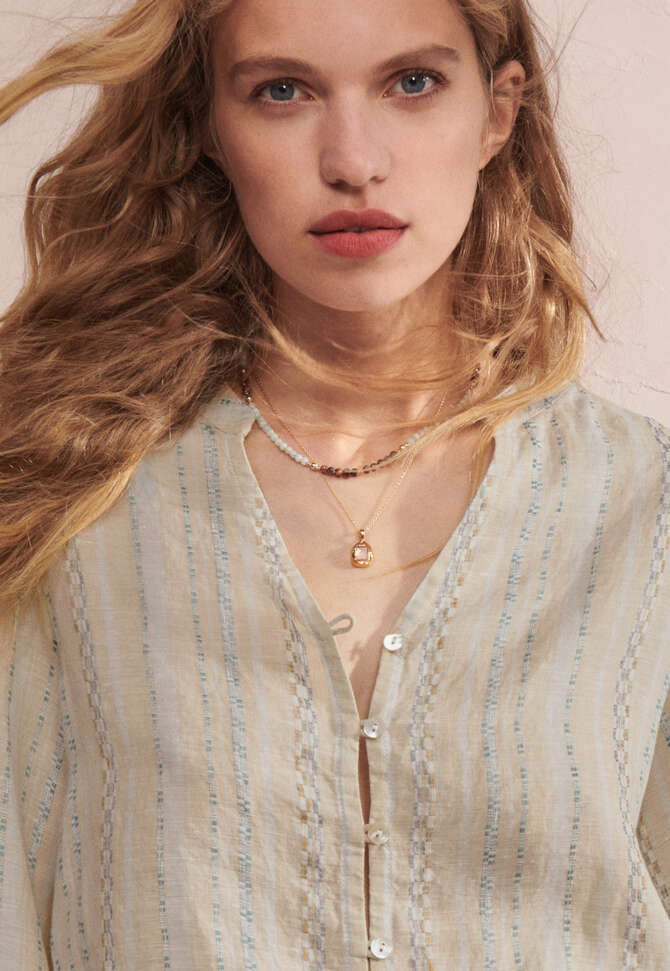 Textured striped blouse, Pebble, completeTheLook