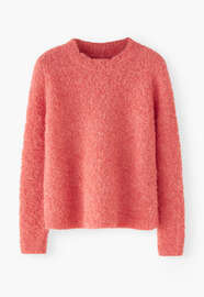 Boucl&eacute; round-neck sweater, Candy pink, webstill