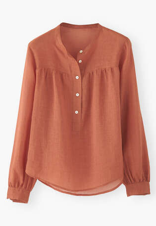 Half-placket blouse, Burnt orange, webstill