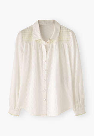 Shirring-detail shirt, White, webstill