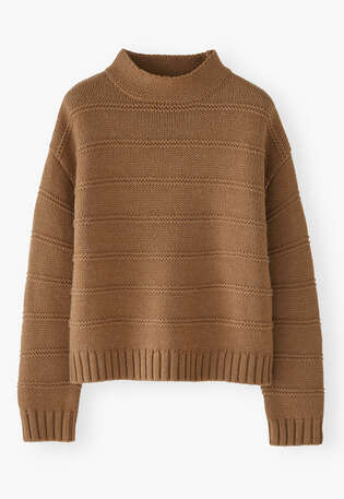 Stripe-stitch sweater, Russet brown, webstill