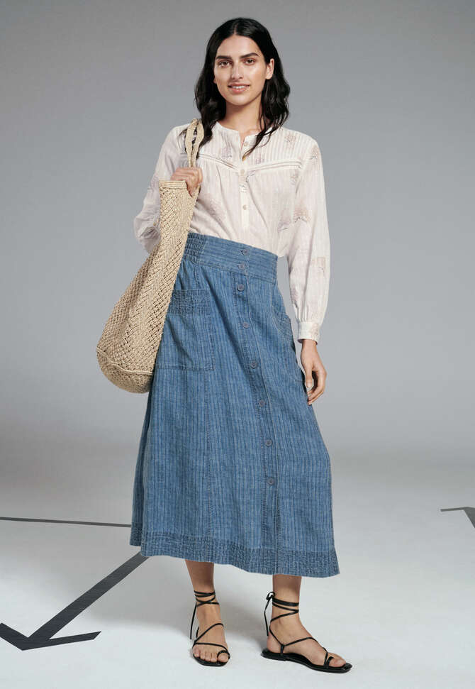 Striped skirt, Washed indigo, completeTheLook