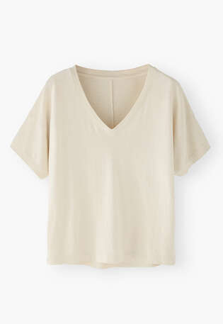 V-neck T-shirt, Off-white, webstill