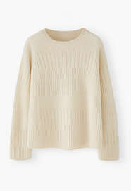Rib-stitch sweater, Ecru, webstill