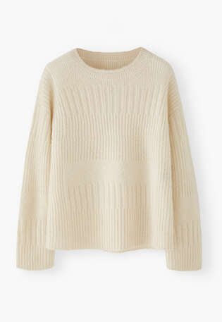 Rib-stitch sweater, Ecru, webstill