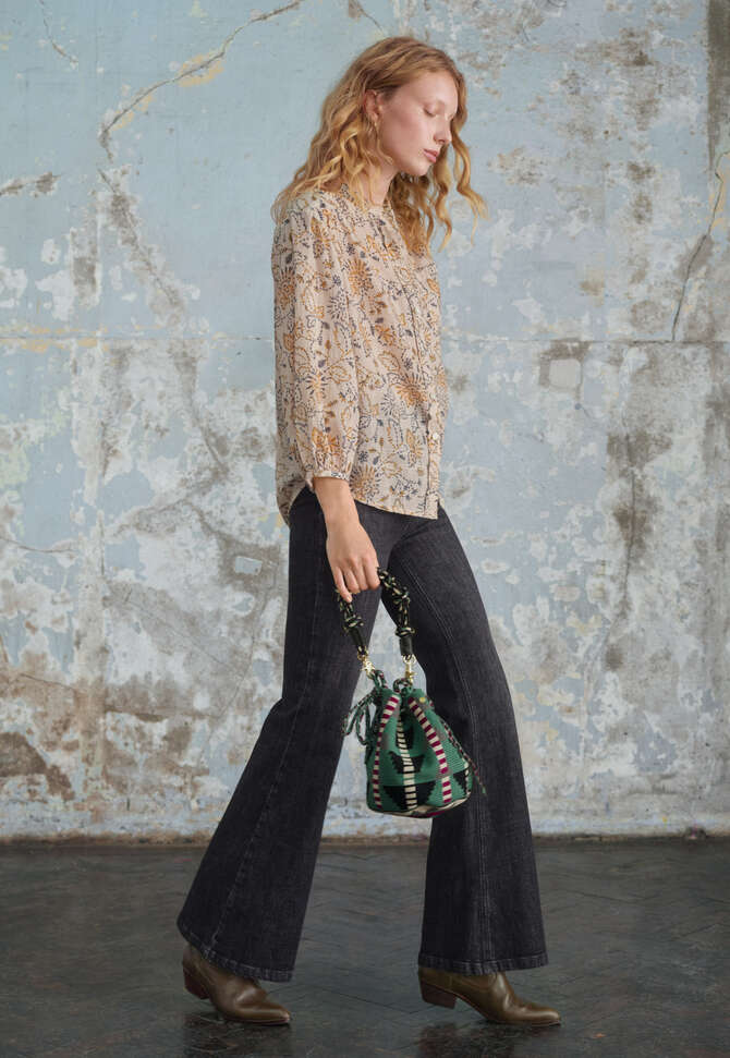 Printed boyfriend shirt, Blush denim, completeTheLook