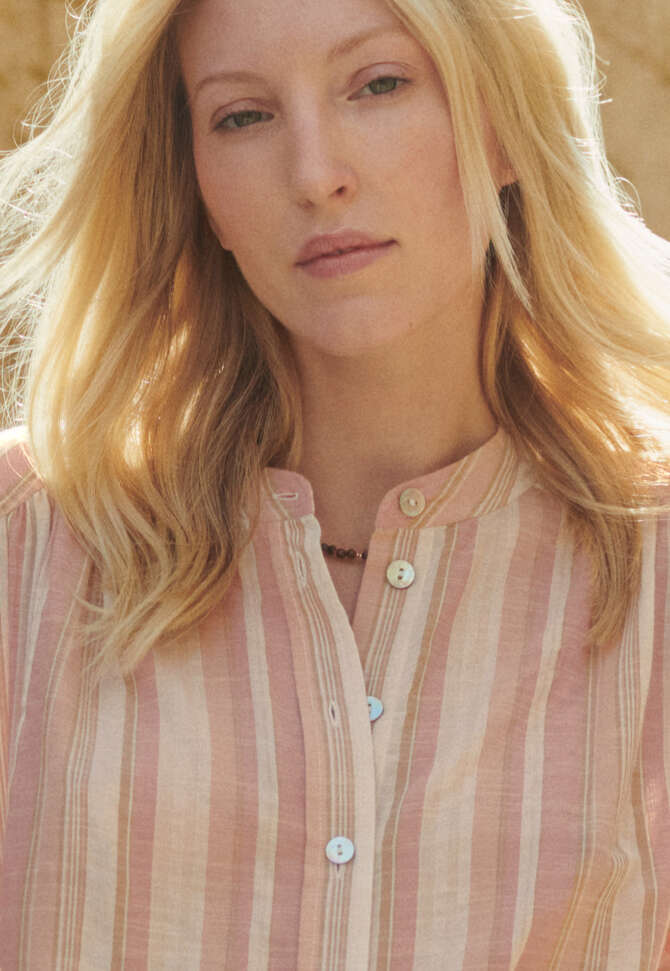 Striped blouse, Rose pink, completeTheLook