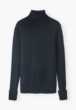 Roll-neck sweater, Indigo black, webstill