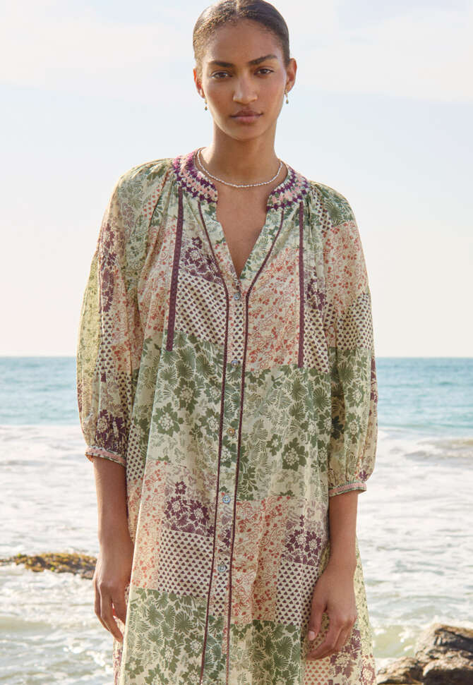 Patch print kaftan, Ivory plum, completeTheLook