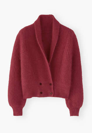 Shawl-collar cardigan, Garnet, webstill