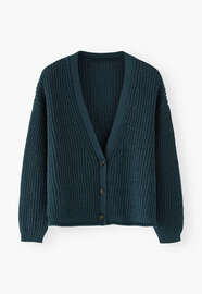 V-neck cardigan, Petrol, webstill