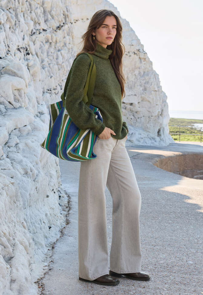 High-neck raglan sweater, Forest, completeTheLook