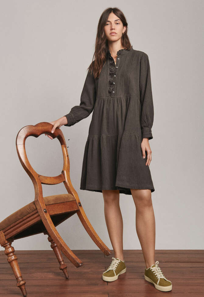 Tiered dress, Smoky charcoal, completeTheLook