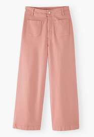 Cropped wide-leg trousers, Peach pink, webstill