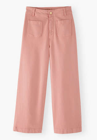 Cropped wide-leg trousers, Peach pink, webstill
