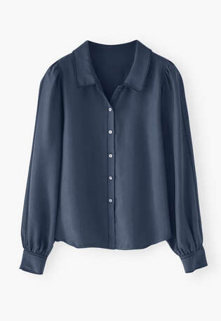 Stitch-detail blouse, Indigo, webstill