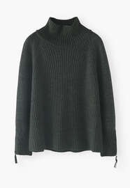 High-neck sweater, Green charcoal, webstill